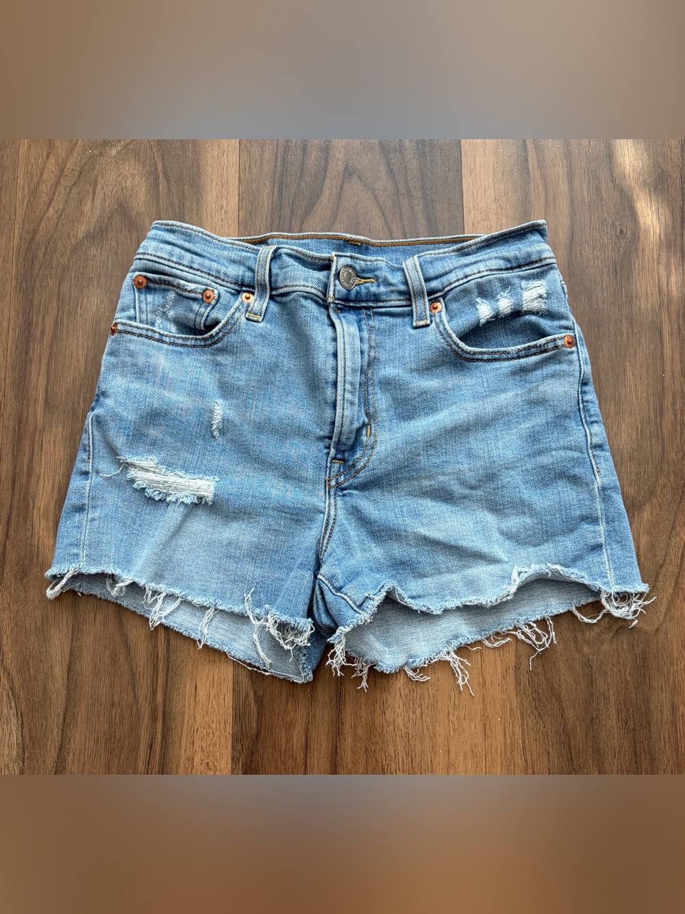 Levi's Light Blue Distressed Cutoff Denim Shorts